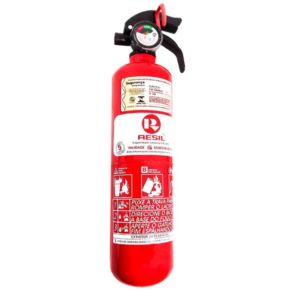 Encontraproduto.com.br - Extintor Incêndio Longo Pó 1KG ABC 3 Polegadas com Válvula Plástica 5 Anos Resil