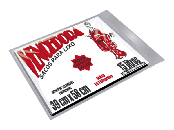 Encontraproduto.com.br - Saco para Lixo Vencedora Preto Rolo 15 Litros Com 60 Unidades