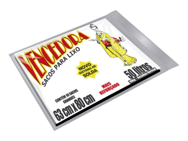 Encontraproduto.com.br - Saco para Lixo Vencedora Preto Rolo 50 Litros Com 30 Unidades