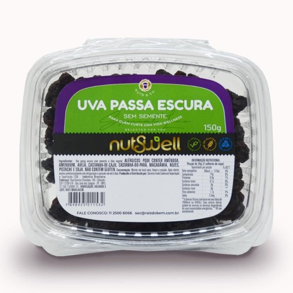 Encontraproduto.com.br - Uva Passa Escura NUTSWELL sem Semente Bandeja 150g