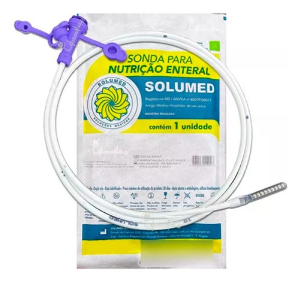 Encontraproduto.com.br - Sonda para Nutrição Enteral Com Guia Solumed 120cm Calibre 08FR