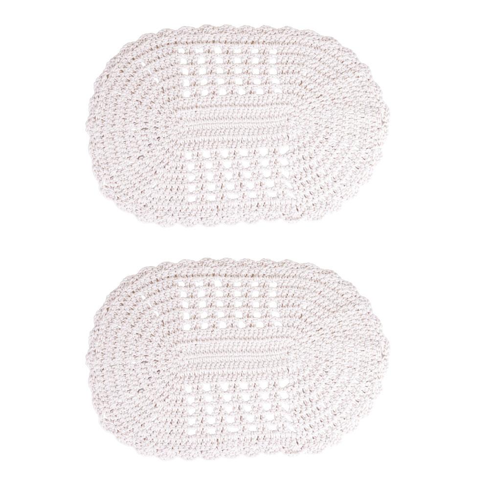 Kit 2 Tapetes de Crochê Oval 37x45cm Crochelia