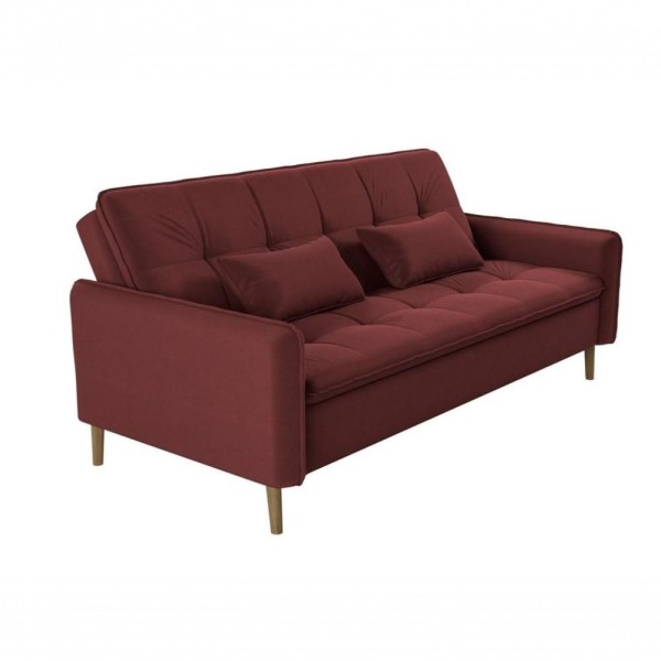 Encontraproduto.com.br - Sofá Cama Casal Reclinável Donna - Veludo Vinho