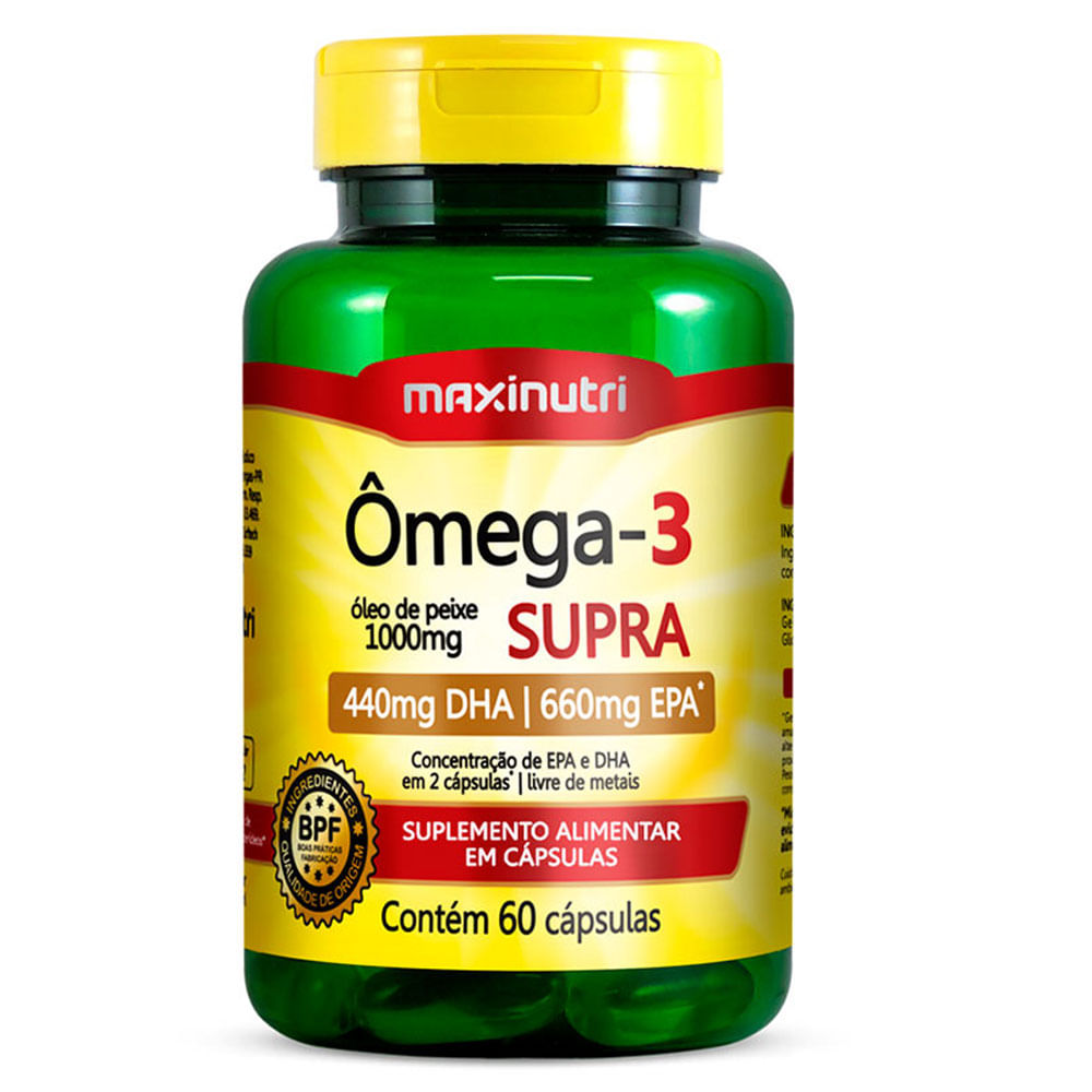 Ômega 3 Supra Óleo de Peixe Maxinutri 1000mg c/60 Cápsulas