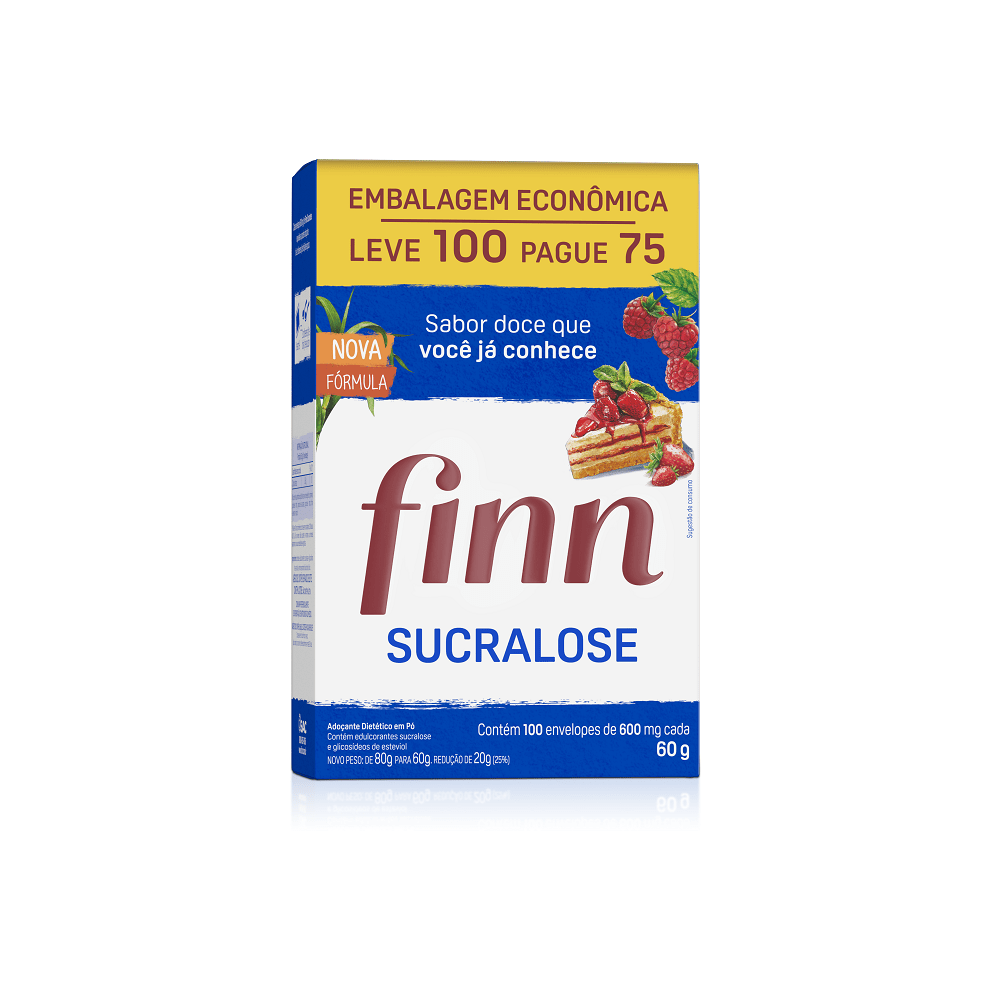 Encontraproduto.com.br - Adoçante Finn Sucralose em Pó com 100 envelopes de 600 mg