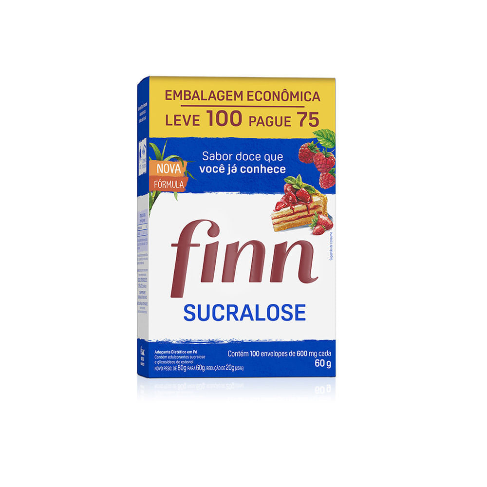 Encontraproduto.com.br - Adoçante Finn Sucralose em Pó com 100 envelopes de 600 mg