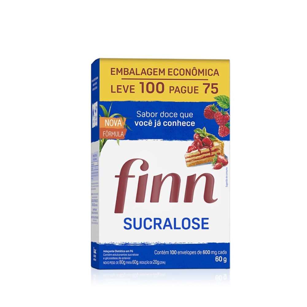 Encontraproduto.com.br - Adoçante Finn Sucralose em Pó com 100 envelopes de 600 mg