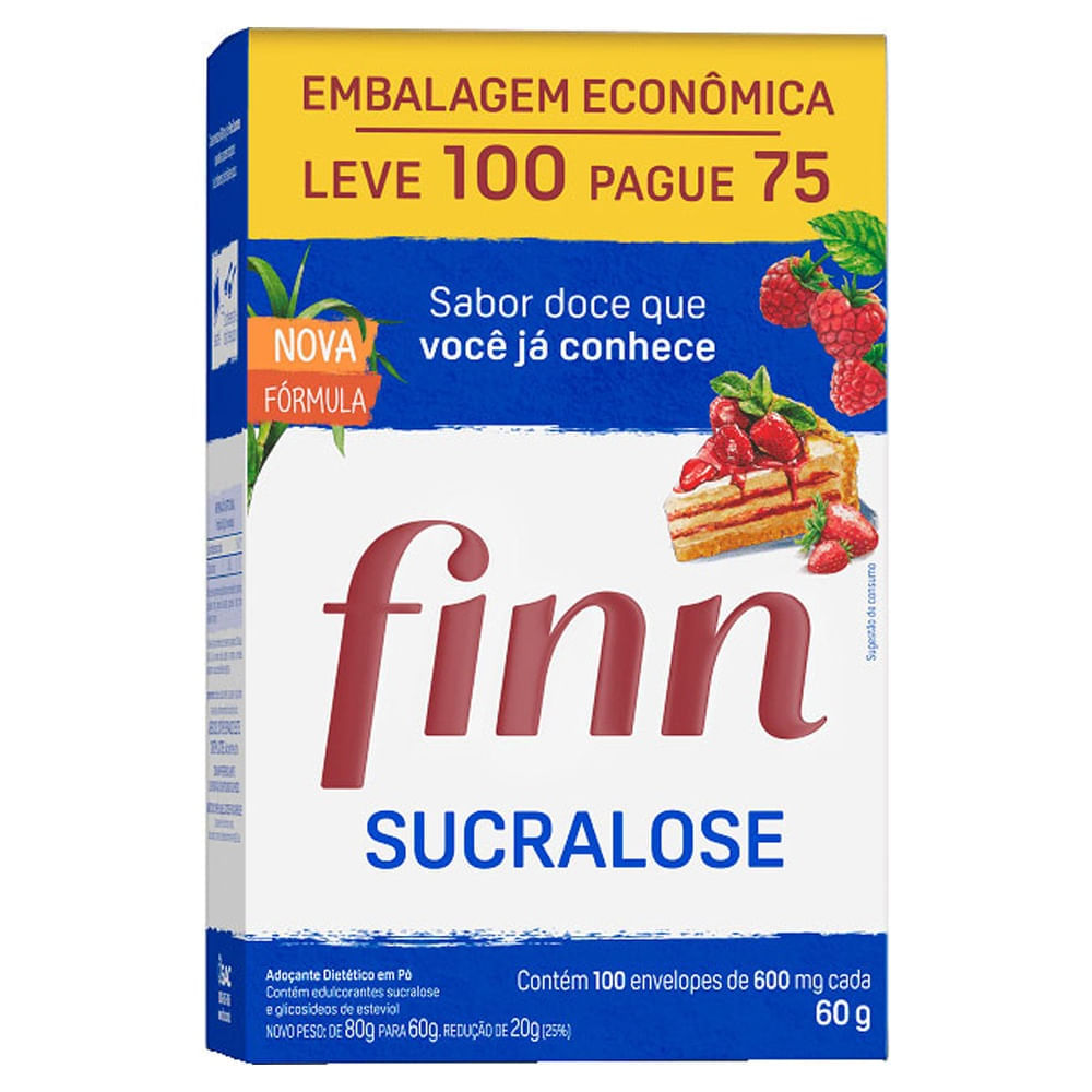Encontraproduto.com.br - Adoçante Finn Sucralose em Pó com 100 envelopes de 600 mg