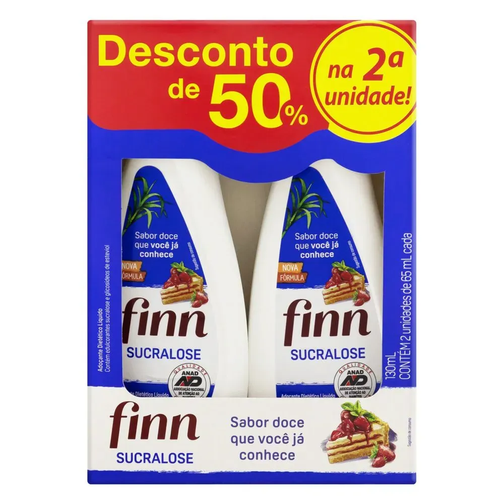 Encontraproduto.com.br - Adoçante Líquido Finn Sucralose 65ml c/ 2 Unid
