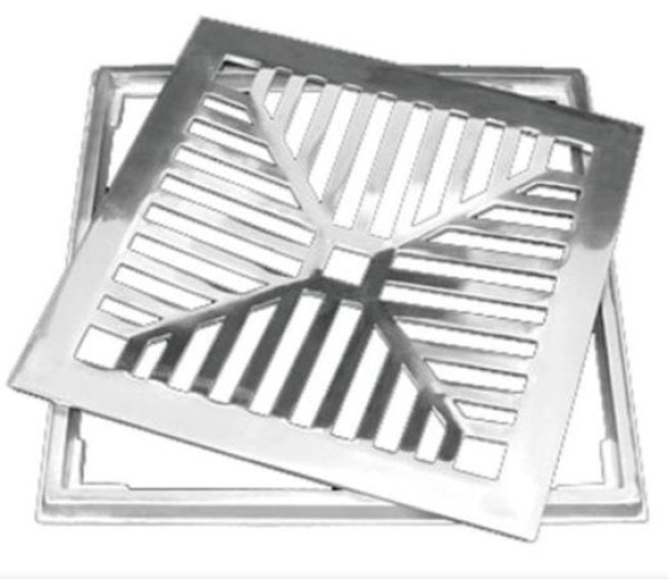 Encontraproduto.com.br - Grelha Com Porta Grelha Para Piso 25 X 25cm Alumínio Polido - Acvent.