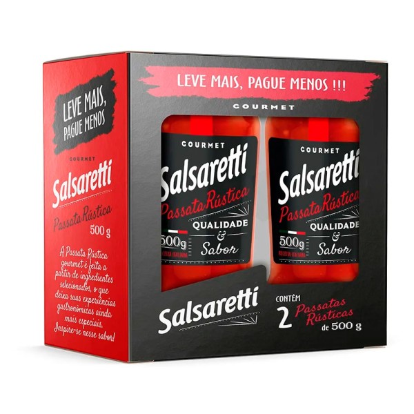 Encontraproduto.com.br - Passata Tomate Rústica Salsaretti 500g Com 2 Lv Mais Pg Men