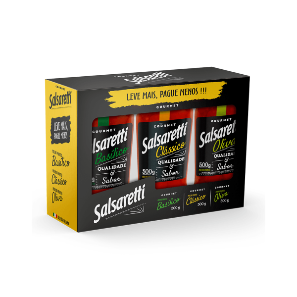 Encontraproduto.com.br - Molho Tomate Salsaretti 500g Com 3 Olive+Basilico+Cássico