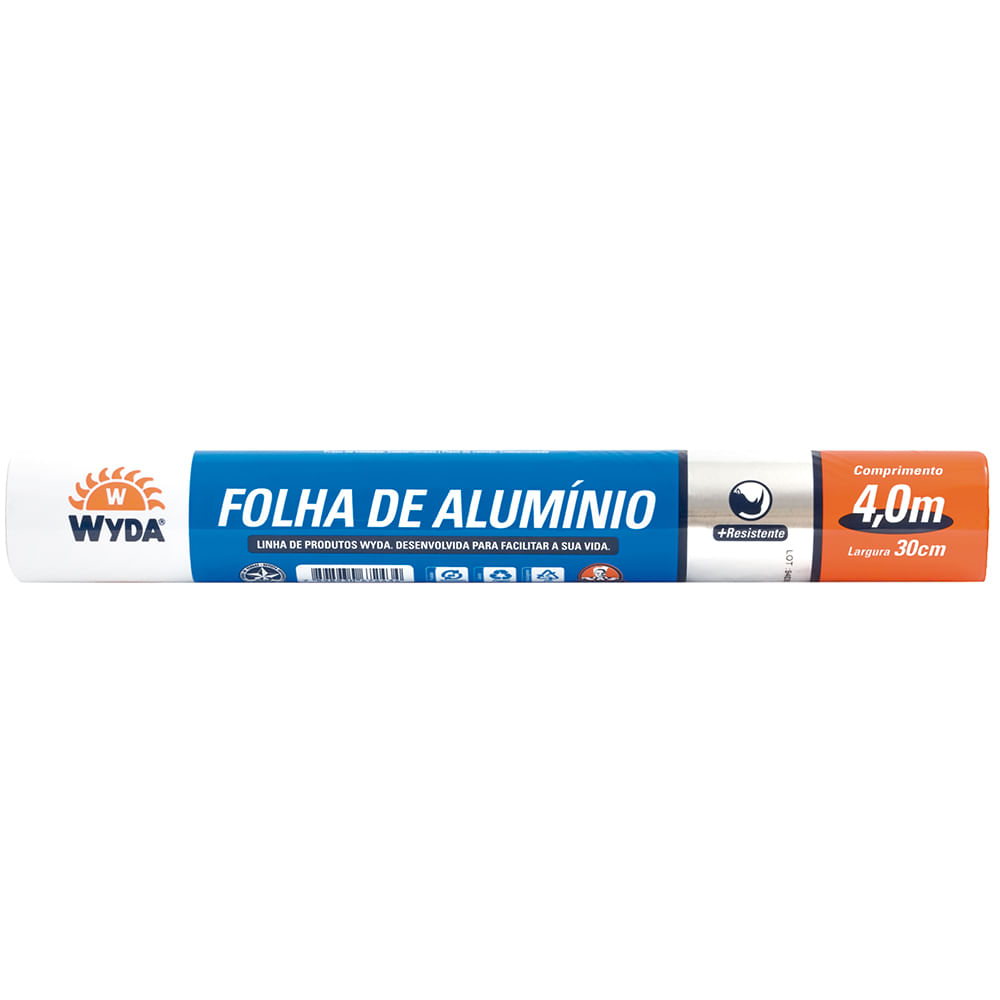 Encontraproduto.com.br - Folha de Alumínio Wyda 30cm x 4m Rolo