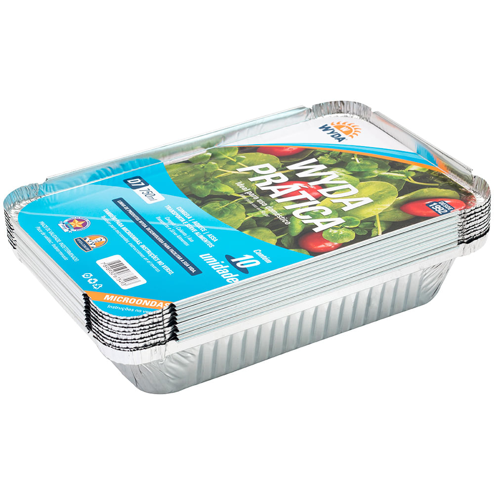 Encontraproduto.com.br - Embalagem de Alumínio Wyda D7 Prática 750ml Pacote com 10 unidades