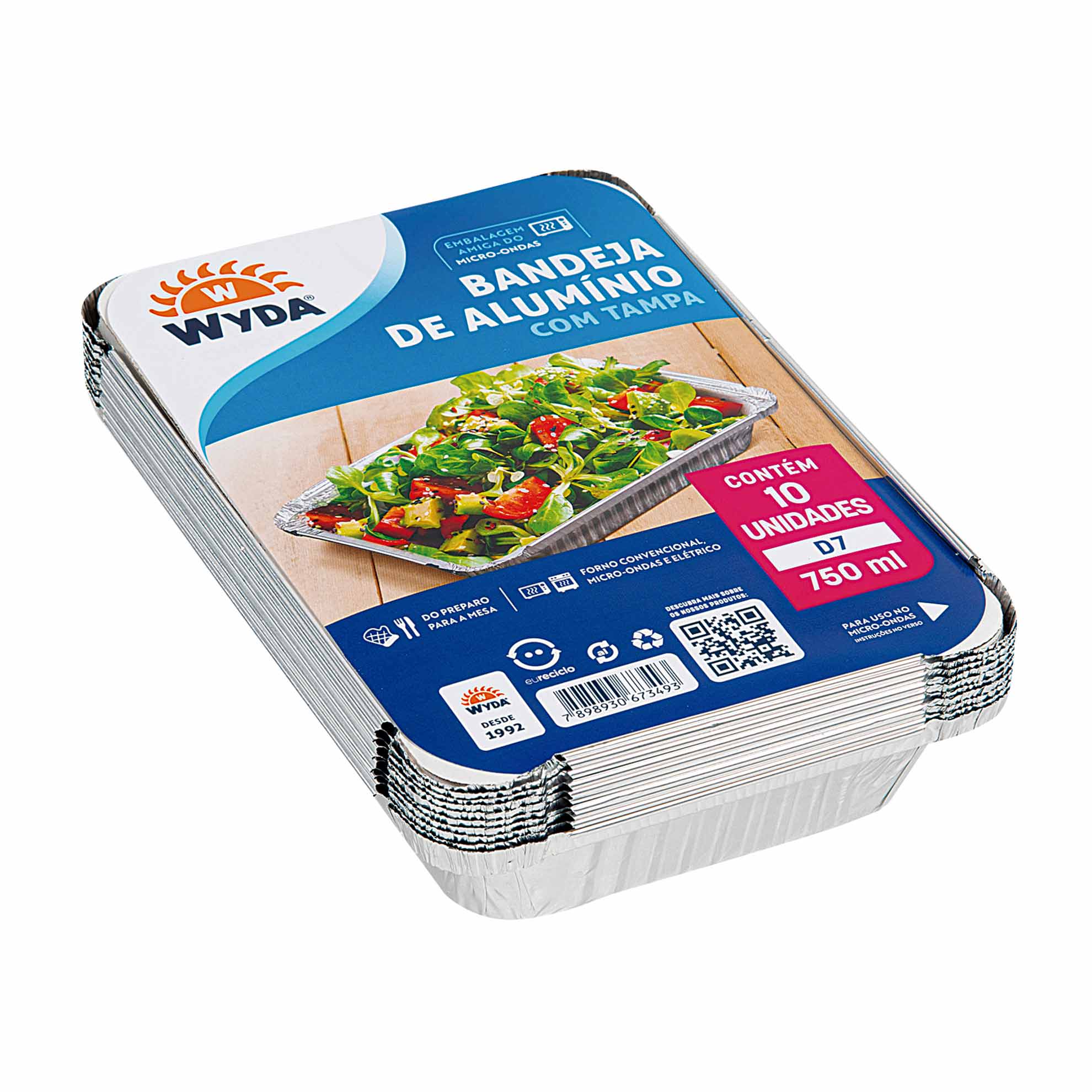 Encontraproduto.com.br - Embalagem de Alumínio Wyda D7 Prática 750ml Pacote com 10 unidades