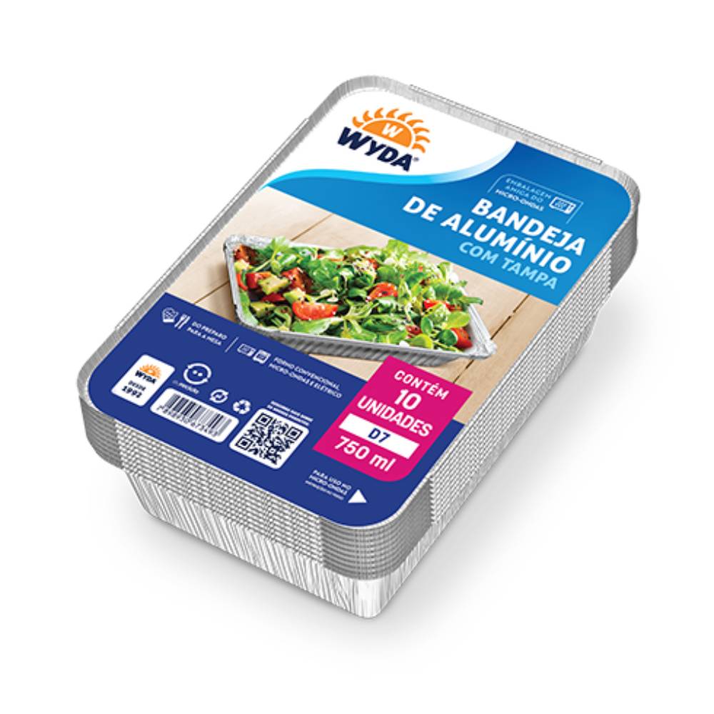 Encontraproduto.com.br - Embalagem de Alumínio Wyda D7 Prática 750ml Pacote com 10 unidades