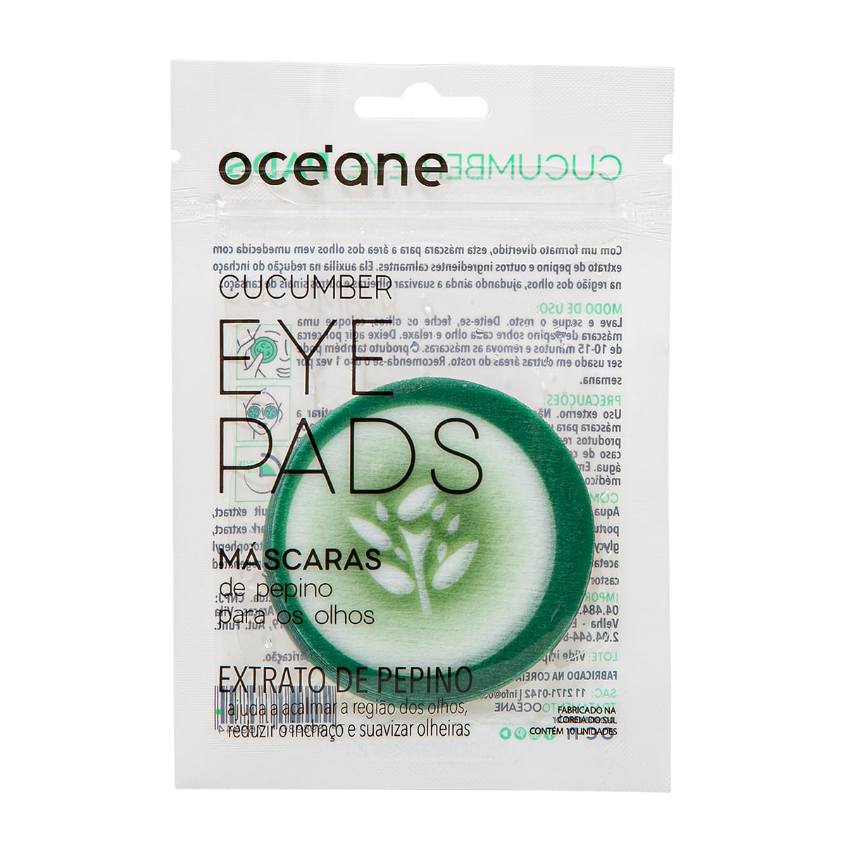 Encontraproduto.com.br - Océane Máscara de Pepino para os Olhos Océane - Cucumber Eye Pads   10 unidades