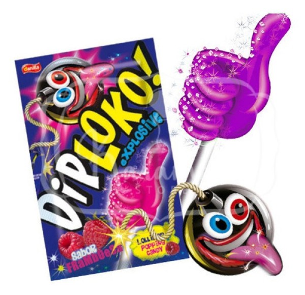 Encontraproduto.com.br - Pirulito Dip Loko Boom Explosive Sabor Framboesa 11g