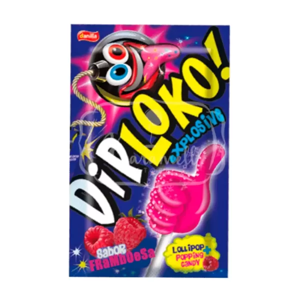 Encontraproduto.com.br - Pirulito Dip Loko Boom Explosive Sabor Framboesa 11g