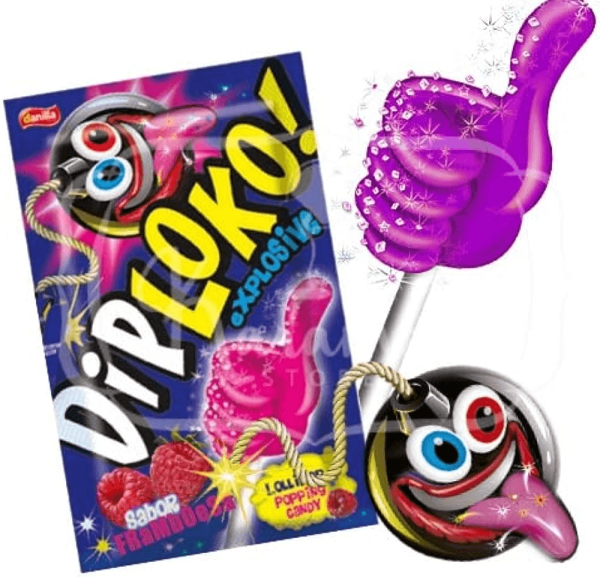 Encontraproduto.com.br - Pirulito Dip Loko Boom Explosive Sabor Framboesa 11g