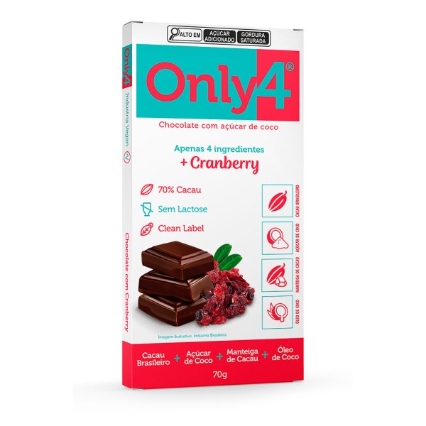 Encontraproduto.com.br - ONLY4 CHOCOLATE 70% CRAMBERRY 80G