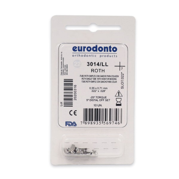 Encontraproduto.com.br - 3014-LL - Tubo Roth Simples Para Colagem Não Conversível (2º Molar Inferior Esquerdo) - 37 - Eurodonto