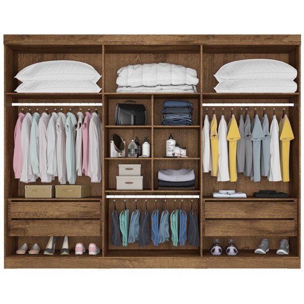 Encontraproduto.com.br - Roupeiro Alba 6 Portas Em Mdf Espelhado Brauna