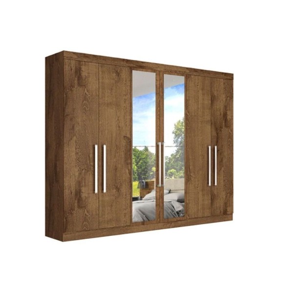 Encontraproduto.com.br - Roupeiro Alba 6 Portas Em Mdf Espelhado Brauna