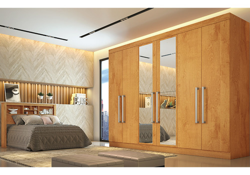Encontraproduto.com.br - Guarda Roupa Casal com Espelho 6 Portas 100% MDF Alba Made Marcs