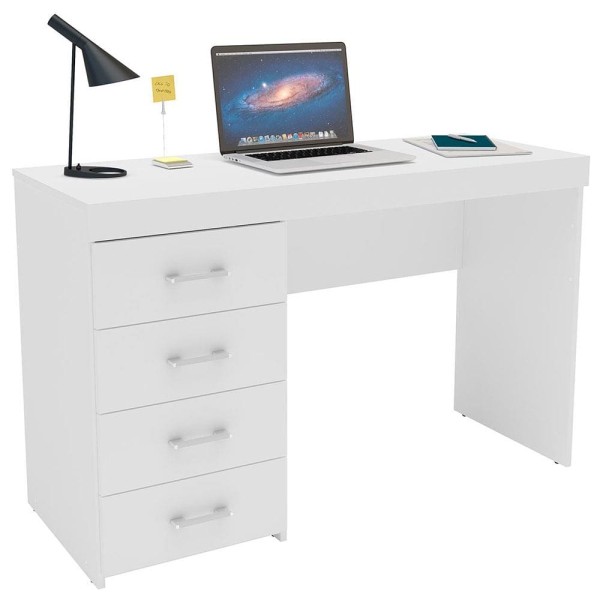 Encontraproduto.com.br - Escrivaninha Malta com 4 Gavetas para Escritório - Branco