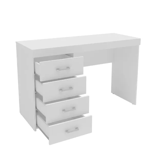 Encontraproduto.com.br - Escrivaninha Malta com 4 Gavetas para Escritório - Branco