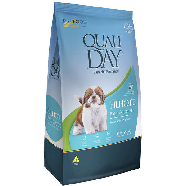 Encontraproduto.com.br - Ração Qualiday Premium Cães Filhote Raças Pequenas Frango, Arroz e Vegetais