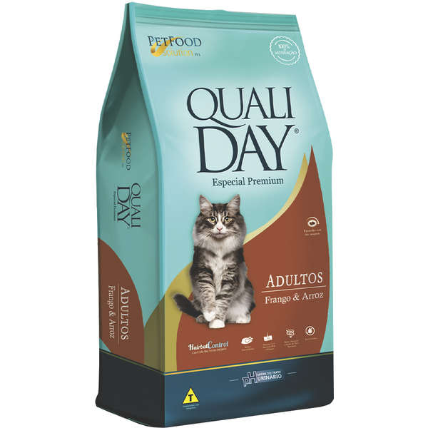 Encontraproduto.com.br - Ração Qualiday Cat Frango e Arroz para Gatos Adultos