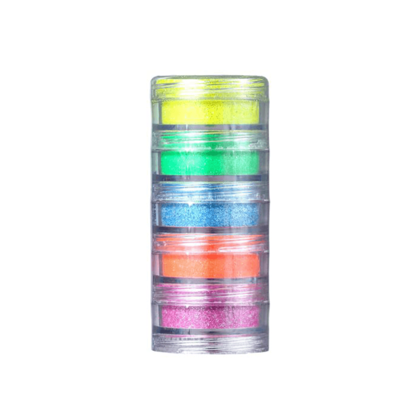 Kit Glitter Em Pó Colormake Neon Iridescente 5x3g