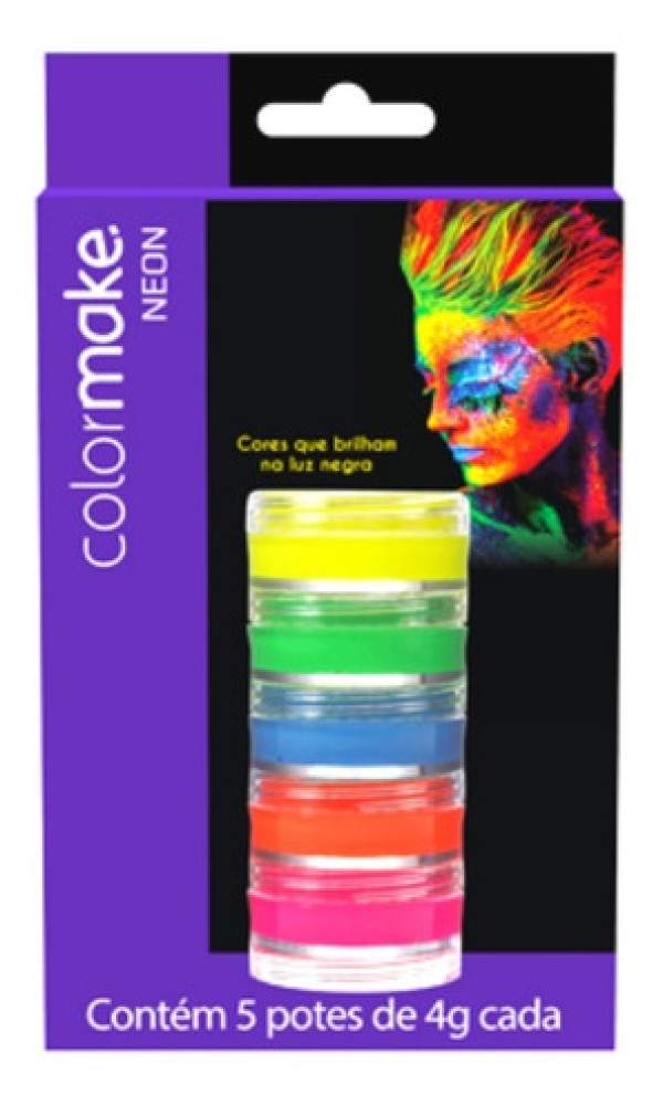 Tinta Facial Color Make Neon Fluor 5 Cores Maquiagem Rosto