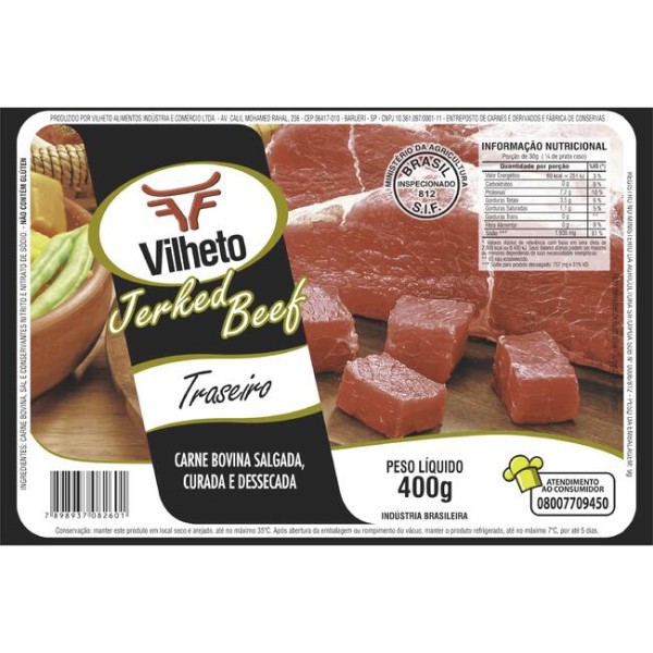 Encontraproduto.com.br - Jerked Beef Vilheto Traseiro Pacote com 400g