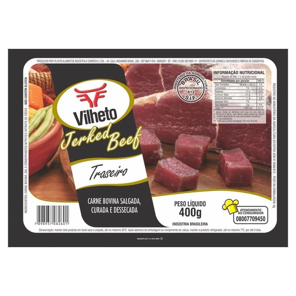 Encontraproduto.com.br - Jerked Beef Vilheto Traseiro Pacote com 400g
