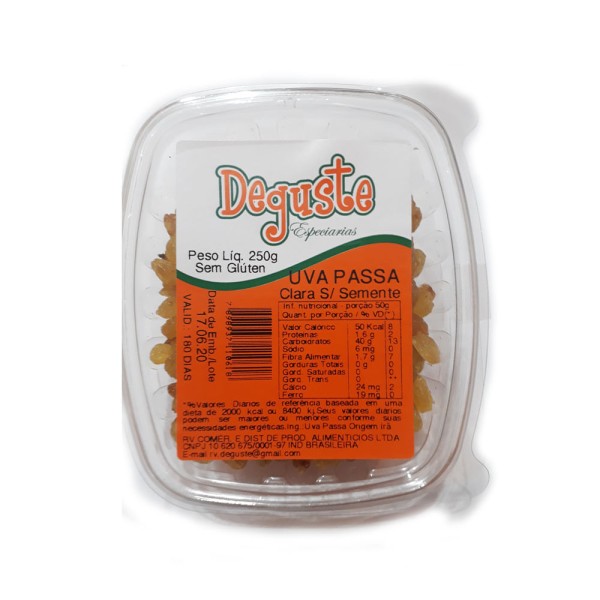 Encontraproduto.com.br - Uva Passa Branca Deguste Sem Semente Pet 250g