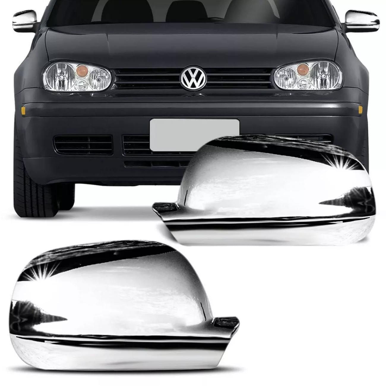 Encontraproduto.com.br - Aplique Cromado Capa Retrovisor Gol G3 G4 00 a 13 Golf 99 a 07 Santana 98 a 06 Encaixe Sob Medida