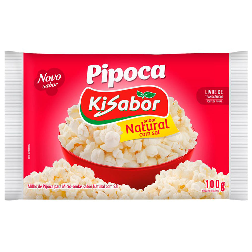 Encontraproduto.com.br - Milho de Pipoca para Micro-ondas Kisabor Natural com Sal Pacote com 100g