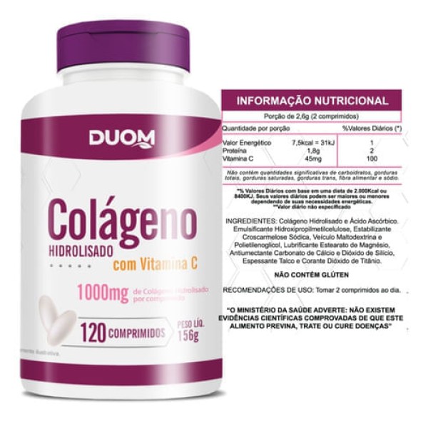 Encontraproduto.com.br - Colágeno + Vitamina C 1000MG C/60 Comprimidos - Duom