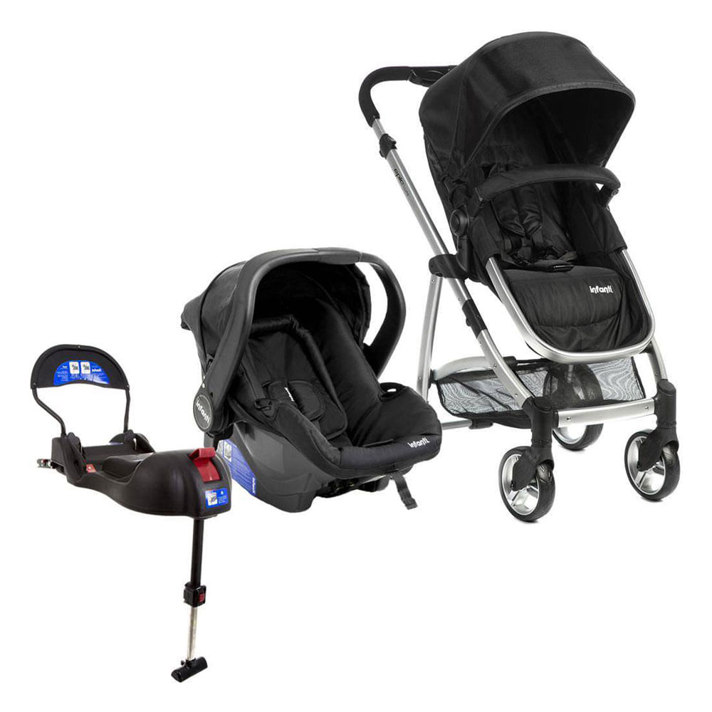 Travel System Infanti Epic Lite Trio Onyx e Base Isofix - Preto - Infanti