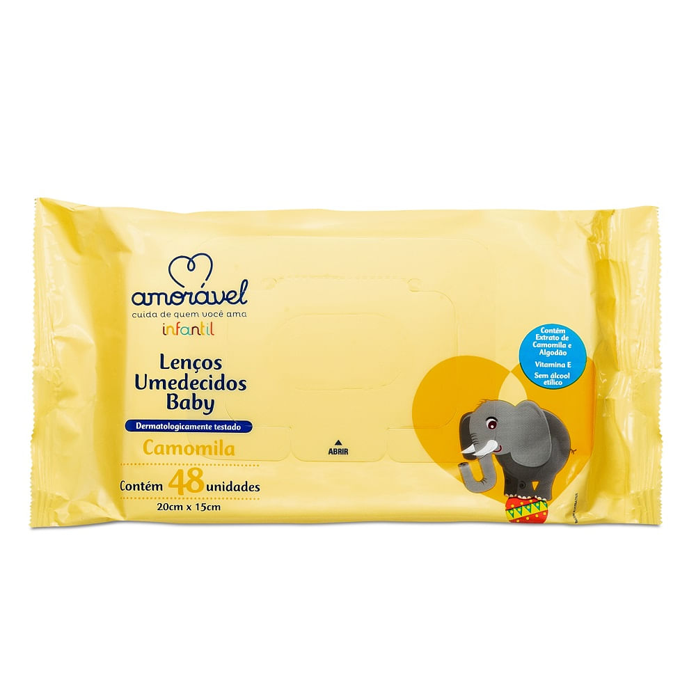 Encontraproduto.com.br - Lenços Umedecidos Baby Amorável Camomila 48 Unidades