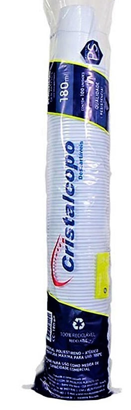 Encontraproduto.com.br - Copo de Plástico Descartável Cristalcopo ABNT 180ml Transparente Pacote com 100 unidades