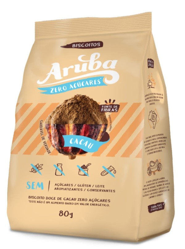 Encontraproduto.com.br - Biscoito Sabor Chocolate Zero Açúcar - Aruba - 80g