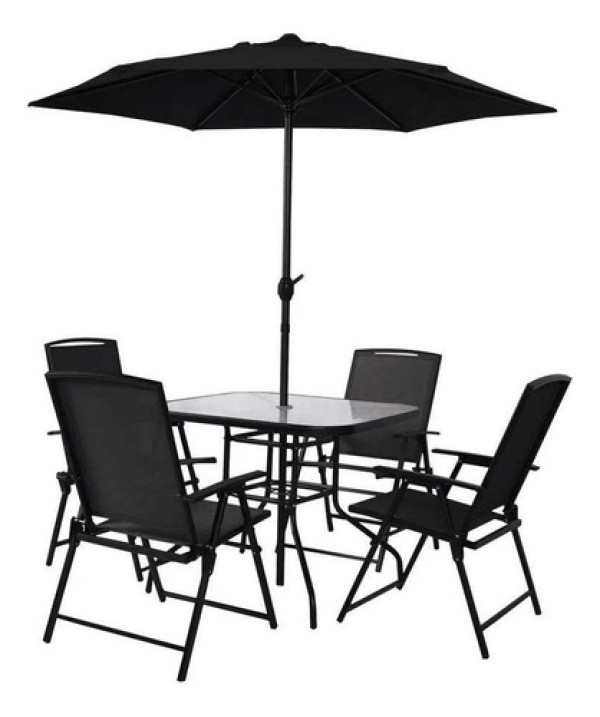 Conjunto Mesa Com 4 Cadeiras E Guarda-sol Chicago - Mor