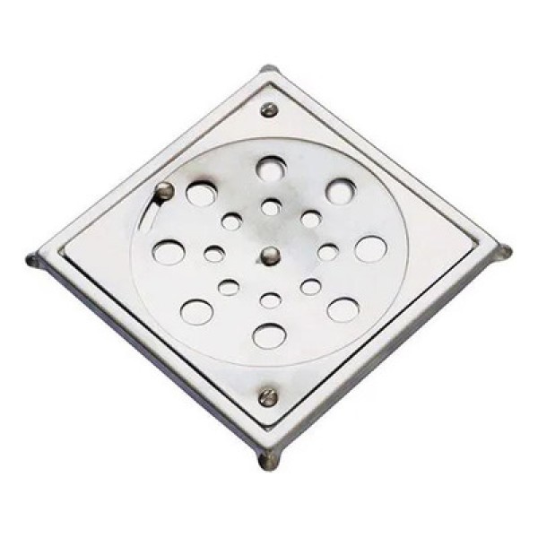 Grelha Giratória Quadrada com Caixilho em Aço Inox 15 x 15 cm Cromado - Reis Inox.