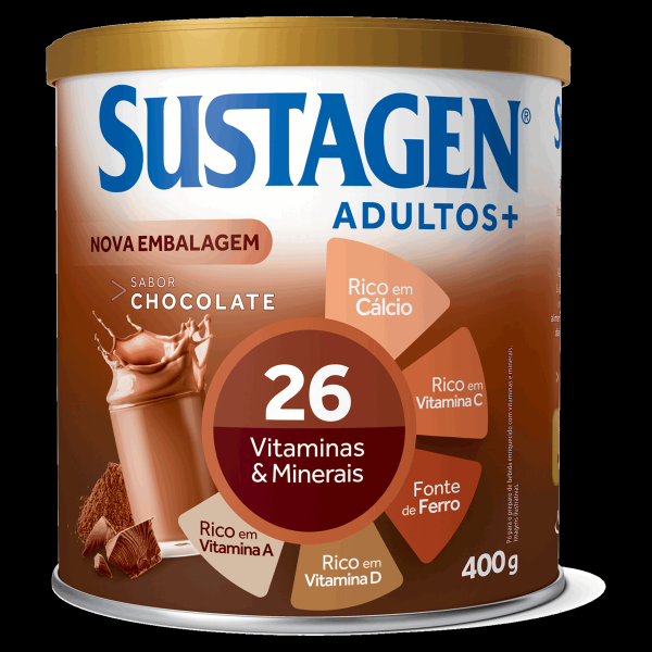 Pó para Preparo de Bebida Chocolate Sustagen Adultos+ Lata 400g
