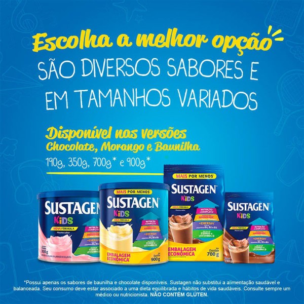 Encontraproduto.com.br - Pack Pó para Preparo de Bebida Baunilha Sustagen Kids Lata 700g 2 Unidades Grátis 30% de Desconto na Segunda Lata