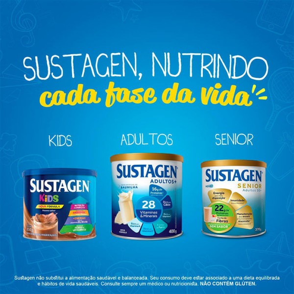 Encontraproduto.com.br - Pack Pó para Preparo de Bebida Baunilha Sustagen Kids Lata 700g 2 Unidades Grátis 30% de Desconto na Segunda Lata